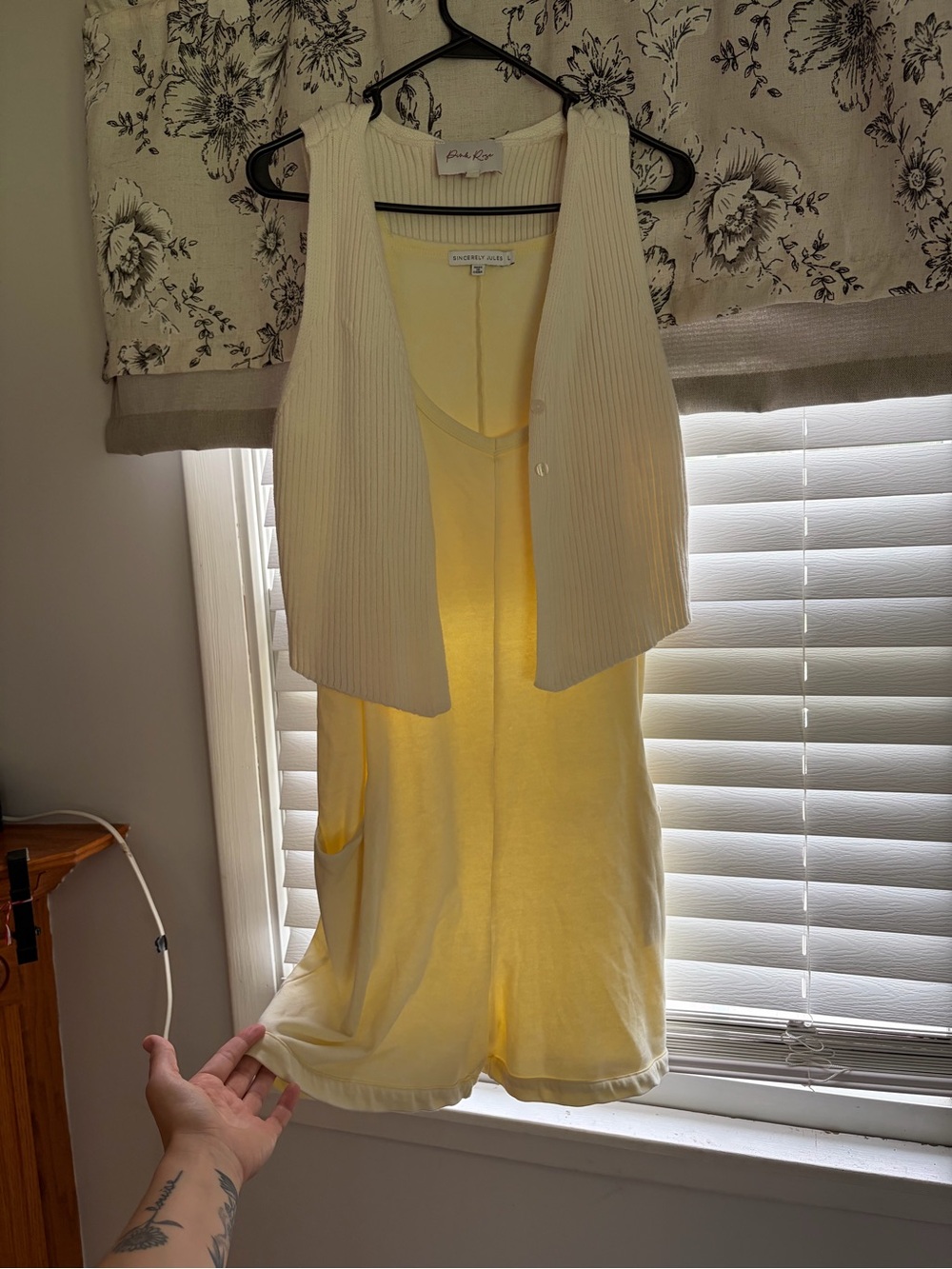 Sleeveless Yellow Romper with Ivory Vest